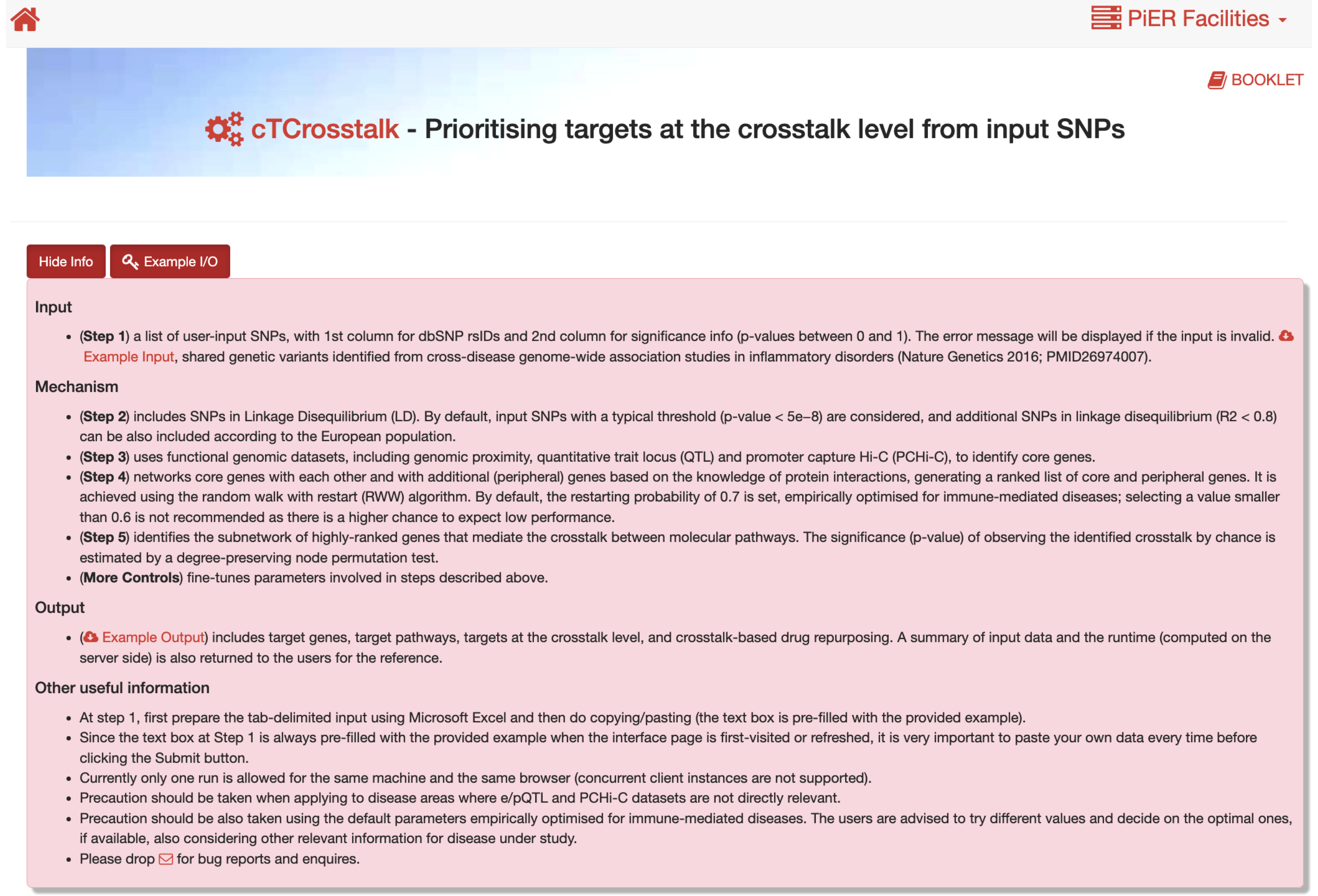 The screenshots for the `Show/Hide Info` toggle button in the `cTCrosstalk` interface.